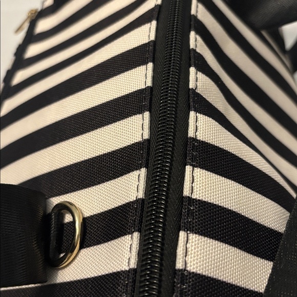 Alice + Olivia by Stacey Bendet black & white striped canvas duffle bag NWOT - Picture 11 of 11